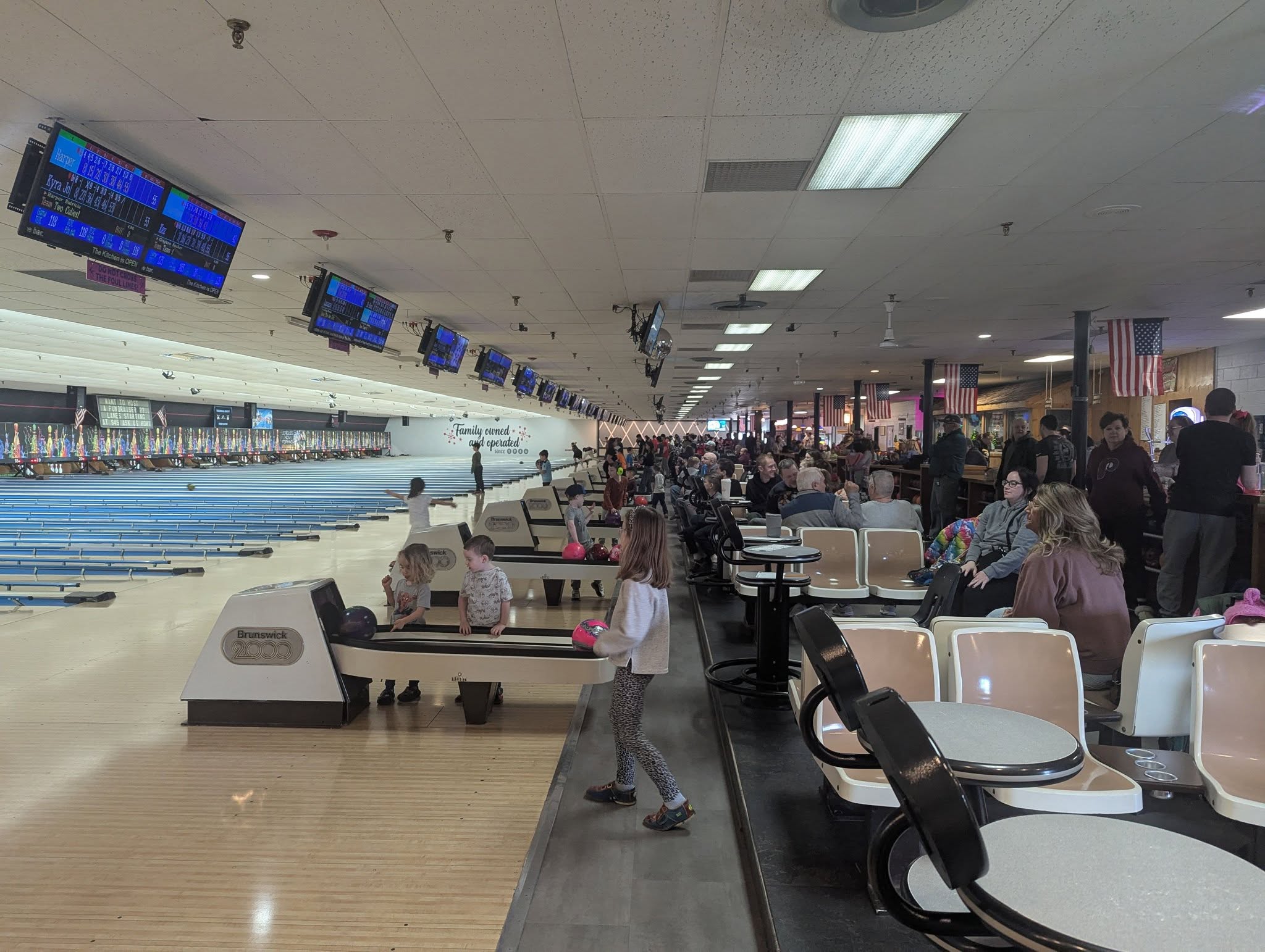 A packed house at Westbrook Lanes — family owned and operated since 1966